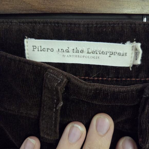 Pilcro Anthropologie Classy Corduroy High Rise Skinny Pants Dark Brown Size 28 - Picture 3 of 10